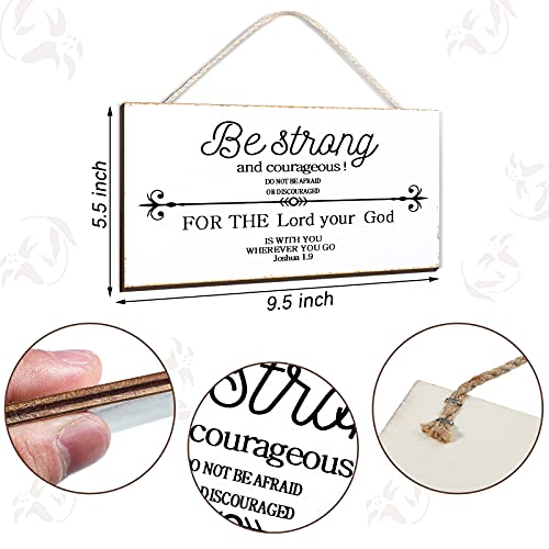 Jetec Señal de versículo de la Biblia, estilo granjero, decoración de pared de madera con texto en inglés "Be Strong and Courageous Bible Verse Art", 23 x 5,5 cm