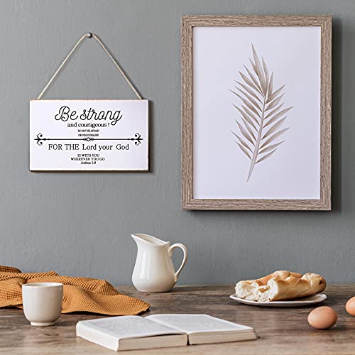 Jetec Señal de versículo de la Biblia, estilo granjero, decoración de pared de madera con texto en inglés "Be Strong and Courageous Bible Verse Art", 23 x 5,5 cm