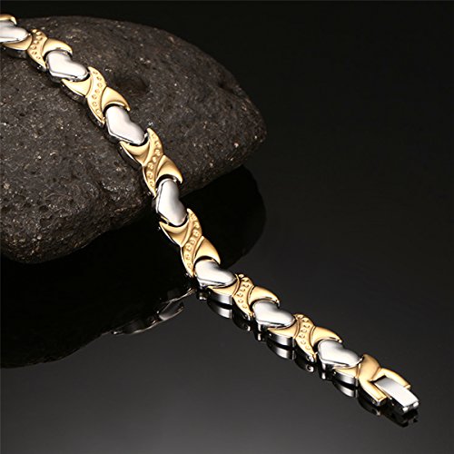 JewelryWe Pulsera Mujer Pulsera para Hombre y Mujer Pulsera magnética Pulsera de Mujer Brazalete Oro Plata, 20cm Ancho 9.5mm，Regalos Cumpleaños Originales,Regalos para Navidad