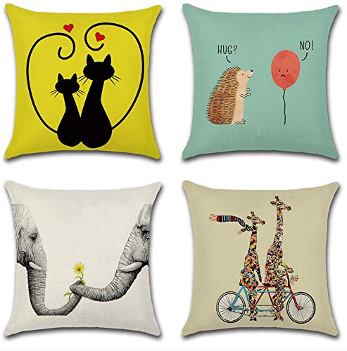 JgZATOA Throw Pillow Covers Funda De Almohada Funda Cojín Hogar Dormitorio Sofá Funda De Cojín Decoración De Coche 45 X 45Cm Juego De 4 Nariz De Elefante