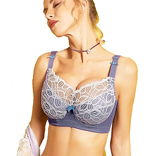 JIANXINlh Bralette de talla grande, sujetador con aros, sujetador sexy con push up, brasier acolchado para mujer, lencería de San Valentín (color : azul, tamaño: 44J/100J)