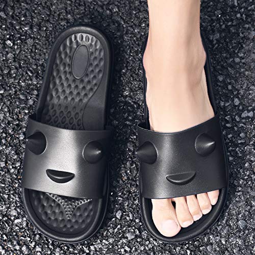 JIEIIFAFH Hombres de la Jalea Zapatos Masculinos Deslizadores del Verano Calza Las Sandalias de Playa sólida Plataforma for Hombre (Color : Black, Shoe Size : 7.5)
