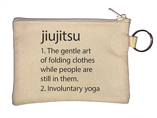 Jiujitsu Involuntario Yoga Plegable Personas Divertido Diccionario Definición Llavero Monedero Beige, beige, Talla única,