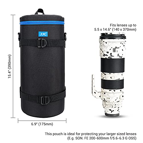 JJC - Estuche de lujo con bolsa para lentes para lentes Sony FE 200-600 mm F5.6-6.3 G OSS, accesorios para lentes resistentes al agua Estuche protector con correa para el hombro y cojín desmontable