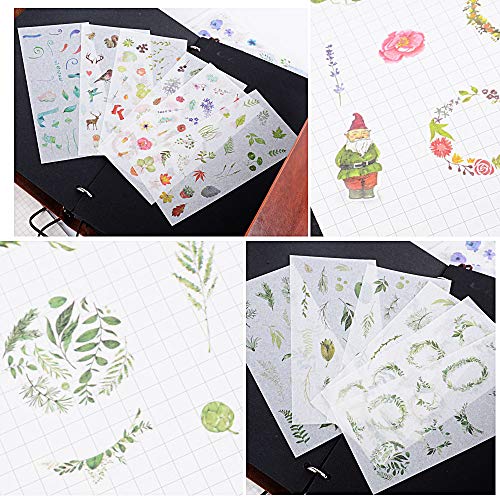 JNCH 30Hojas Pegatinas Plantas Flores Scrapbooking Stickers Bullet Journal para Manualidades Scrapbook DIY Decoración Diario Agenda Álbumes de Recortes Calendarios Tarjetas de Felicitación Regalos