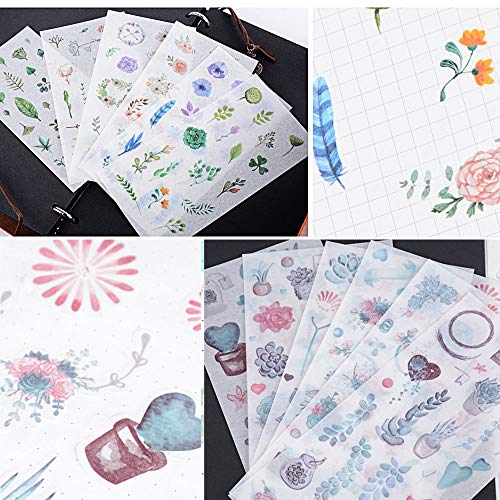 JNCH 30Hojas Pegatinas Plantas Flores Scrapbooking Stickers Bullet Journal para Manualidades Scrapbook DIY Decoración Diario Agenda Álbumes de Recortes Calendarios Tarjetas de Felicitación Regalos