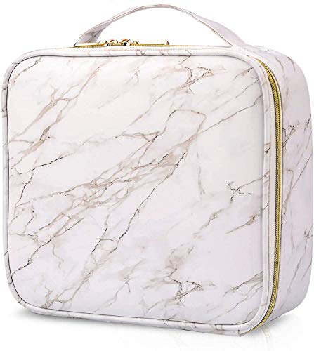 Joligrace Neceser Maquillaje Bolsa de Maquillaje Cosméticos Portátil Neceser Beauty Case de Viaje Estuche Maquillaje Profesional Cuero de PU ,Mármol