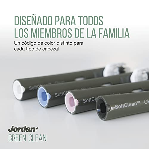 Jordan ® | Cabezal de repuesto Green Clean para cepillo de dientes eléctirco | Cabezales de cepillo de dientes eléctricos sostenibles | Compatible con Oral B | Pack 2 Unidades