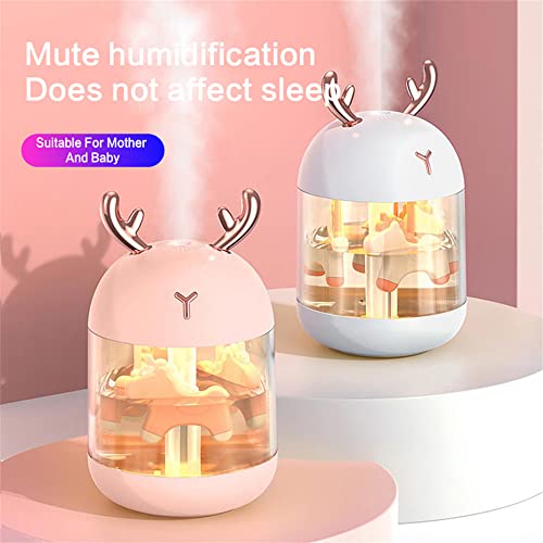 JSG Humidificador Bebes Relajante Ultrasónico Aromaterapia Puro 300ml Purificador de Aire, Aceites Esenciales Humidificador con Luces LED Cambiantes de 7 Colores Silencioso (Rosa/C)