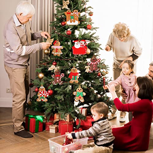 Juego de Hombre de Pan de Jengibre para Adornos de árbol de Navidad, 10 Hombres de Pan de Jengibre de plástico navideños Colgantes Adornos con Cordones Adornos para árboles de Navidad