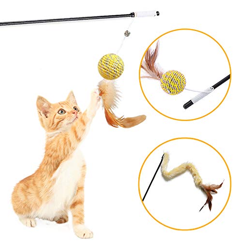 Juguete de la Pluma del Gato, Gato Juguete Interactivo Cat Varita, Varita de Juguete para Gato, Gato Juguete interactivo juguete con plumas(6pcs)