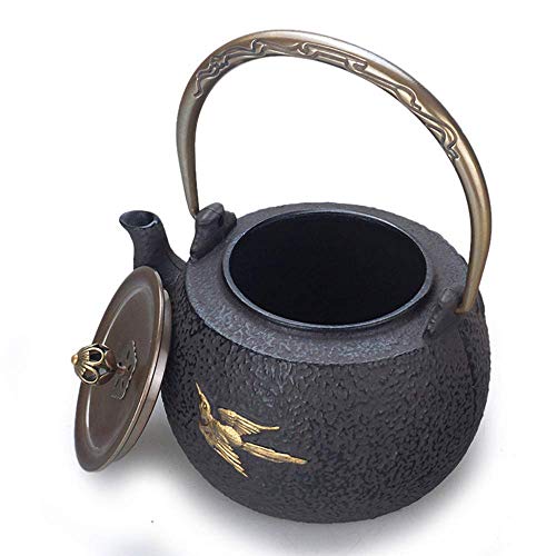 JUNJJLM Juego de té Botella Fundido Hierro Fundido de bambú Ganso Doble Dibujo de Cobre Japonesa del Hierro Bruto Pot Pot Hierro Hecho a Mano Cobre hervidor Cubierta Southern Copper Hierro Hierro