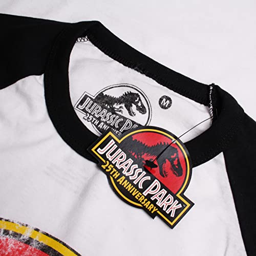 Jurassic Park Logotipo Envejecido T-Shirt, Blanco (Blanco/Negro Wbl), XL para Hombre