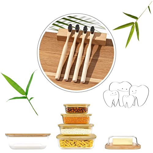 Kafeiya Nano Cepillo de Dientes de Bambú(4 Piezas),Cepillo de Dientes Nano,20.000 Cerdas Extra Suaves-100% Libre de BPA,para Encías Quebradizas Adultos Niños(Negro)