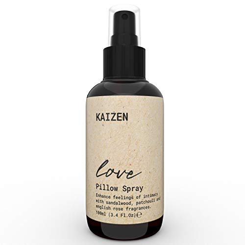 KAIZEN Spray Bruma Almohada con Aceites Esenciales de Sándalo y Pachuli - Spray para Dormir Almohada, Efecto Relajante para Dormir en Pareja - Spray Almohada para Dormir, Efecto Larga Duración, 100ml