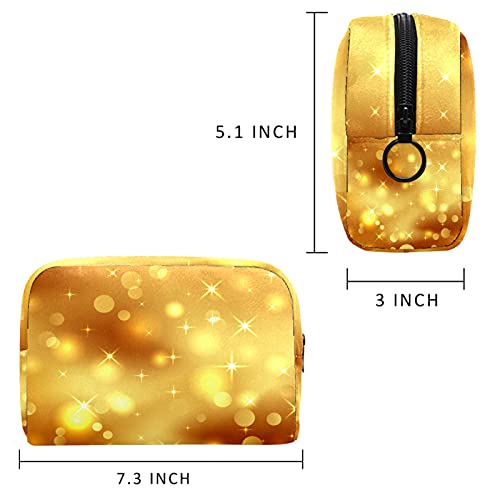 KAMEARI Bolsa de cosméticos Golden Bokeh fondo grande cosmético organizador multifuncional bolsas de viaje