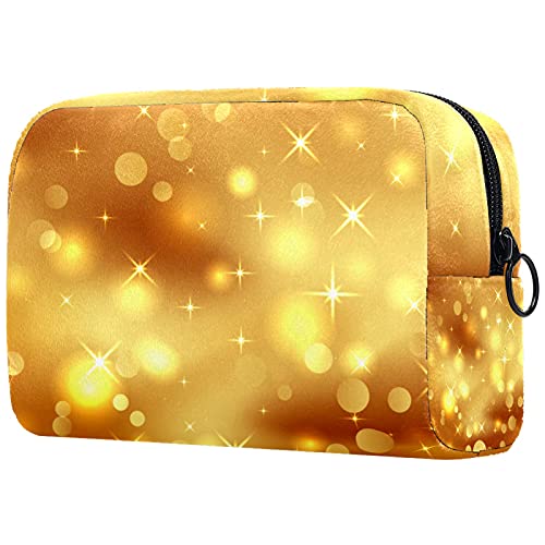 KAMEARI Bolsa de cosméticos Golden Bokeh fondo grande cosmético organizador multifuncional bolsas de viaje