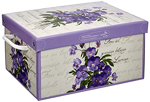 Kanguru Collection Small Violette Caja de Almacenamiento en cartòn Lavatelli, VIOLETAS con Tapa perfumada, facil Montaje, Resistente, 25x35x17,5cm, Pequeña