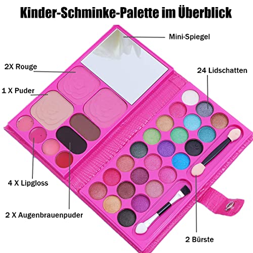 KARLOR Set de Maquillaje Infantil, Paleta de Maquillaje, Set de Maquillaje Real, Lavable, Seguro, no tóxico, cosmético para niños, niñas a Partir de 4 años, Juego de rol de Princesas Navidad