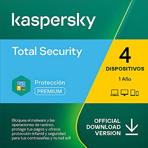 Kaspersky Total Security 2022 | 4 Dispositivos | 1 Año | PC / Mac / Android | Código de activación enviado por email