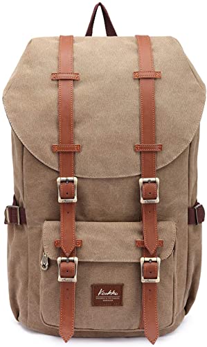 KAUKKO Mochila unisex para estudiantes de 17 pulgadas para portátil de 15 pulgadas, mochila informal, mochila para senderismo, 47 cm, 22,4 L, (caqui) (Naranja) - EP5AApricot