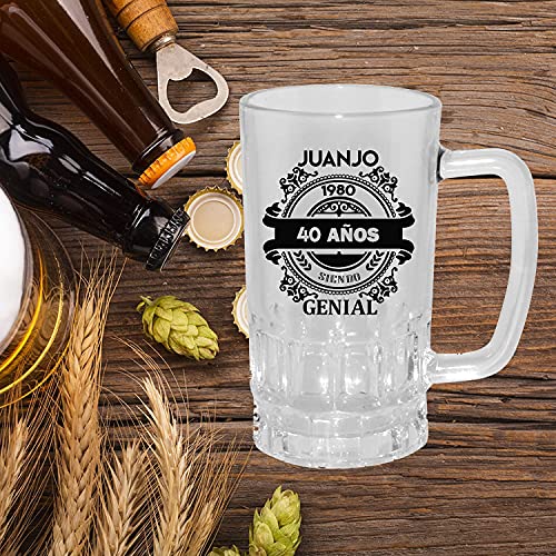 Kembilove Jarra de Cerveza Personalizada y grabada con el nombre – Regalos Originales para Cumpleaños – Con Frase 40 Años siendo Genial