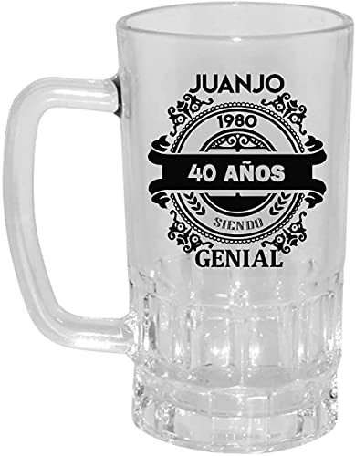 Kembilove Jarra de Cerveza Personalizada y grabada con el nombre – Regalos Originales para Cumpleaños – Con Frase 40 Años siendo Genial