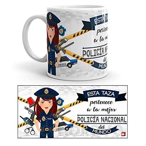 Kembilove Taza de Café de la Mejor Policía Nacional del Mundo – Taza de Desayuno para la Oficina – Taza de Café y Té para Profesionales – Taza de Cerámica Profesiones Policías Nacionales