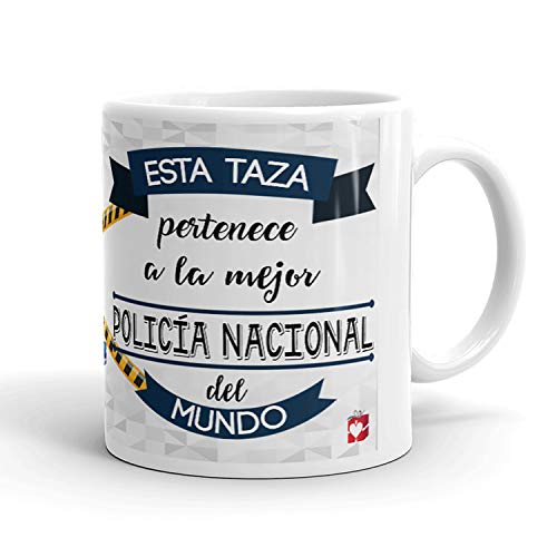 Kembilove Taza de Café de la Mejor Policía Nacional del Mundo – Taza de Desayuno para la Oficina – Taza de Café y Té para Profesionales – Taza de Cerámica Profesiones Policías Nacionales