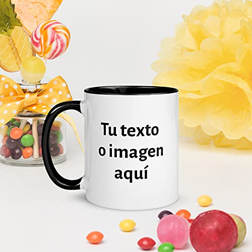 Kembilove Tazas desayuno Personalizadas con Foto – Regalos originales para hombre – Tazas originales para regalar – Taza personalizada con Imagen e Interior Color Negro