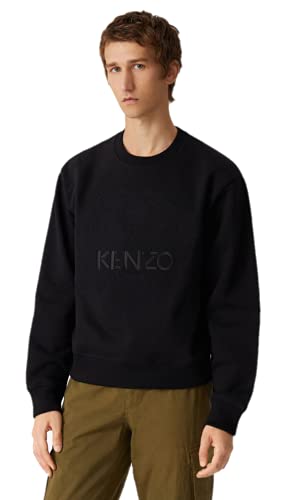 Kenzo Tiger - Sudadera para Hombre, Color Negro con Bordado de Tigre, Mangas largas, 100% algodón (Ajuste Regular, Talla pequeña) (s)