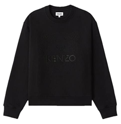 Kenzo Tiger - Sudadera para Hombre, Color Negro con Bordado de Tigre, Mangas largas, 100% algodón (Ajuste Regular, Talla pequeña) (s)