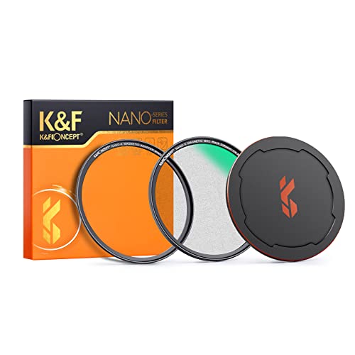 K&F Concept Filtro Black-Mist 1/4 Magnético 82mm+Anillo de Adaptador Magnético+Tapa de Metal Magnético para Objetivo 82mm