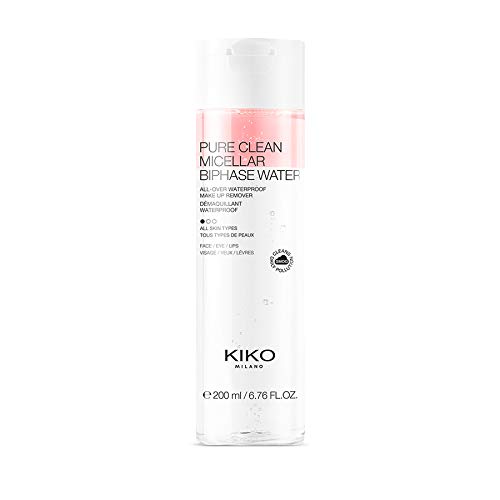 KIKO Milano Pure Clean Micellar Biphase Water 200Ml | Agua micelar bifásica para la limpieza del rostro, el contorno de ojos y los labios