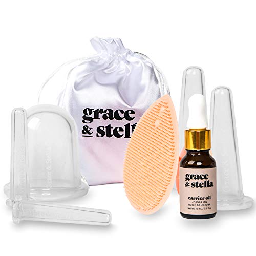 Kit de terapia de ventosas faciales con cepillo de limpieza de silicona y aceite de jojoba, totalmente natural, mejora el tono de la piel, aumenta la producción de colágeno (juego de 7 piezas)