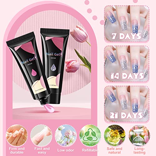 Kit Uñas de Gel Completo 8 Colores, Kit Gel de Extensión de Uñas, con Capa Superior,Imprimación,Líquido Sinovial,Adornos y Accesorios de Uñas, para Principiantes y Profesionales, Regalos para Mujer