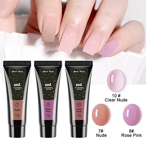 Kit Uñas De Gel, Jane Choi 3 Colores UñAs Gel Para Uñas Uv Bulider Gel (Desnudo, Rosa, Desnudo Transparente)+100 Uñas Postizas+Limas De Uñas+Separador, Nail Art Gel Acrigel Para Uñas