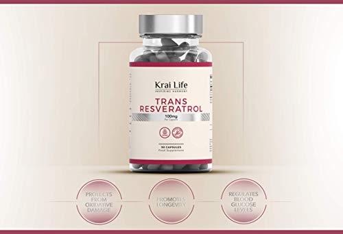 KL Trans Resveratrol 100mg por Capsula | 90 Capsulas Veganas | Extracto de Alta Potencia para la Salud Cognitiva | Suplemento de Superalimentos