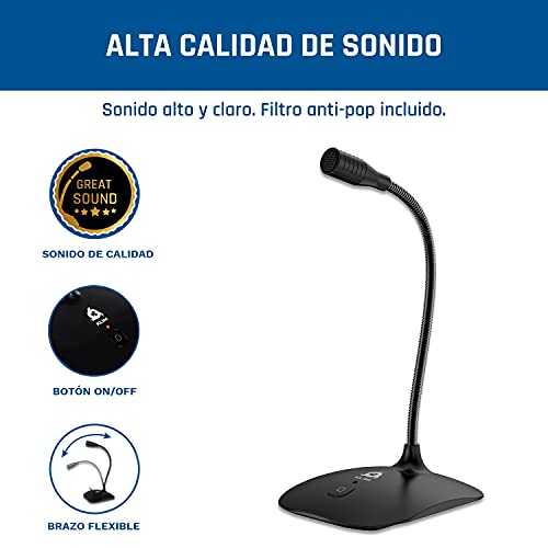 KLIM™ Talk - Micrófono USB para PC y Mac + Amplia compatibilidad y fácil de Usar + con botón de Silencio + Micrófono de grabación Profesional de Alta definición - Nueva VERSIÓN 2020 - Negro