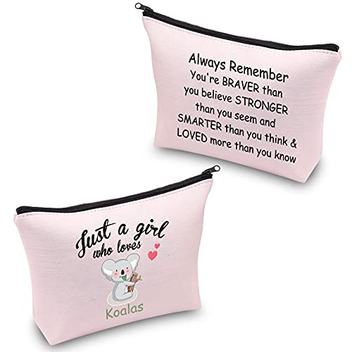 Koala Bolsa de maquillaje Koala Regalos para niñas Just a Girl Who Loves Koalas Bolsa de Cosméticos Koala Lover Regalos Koala Bolsa de viaje con cremallera Bolsa organizadora, Bolsa Koala,