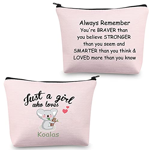 Koala Bolsa de maquillaje Koala Regalos para niñas Just a Girl Who Loves Koalas Bolsa de Cosméticos Koala Lover Regalos Koala Bolsa de viaje con cremallera Bolsa organizadora, Bolsa Koala,