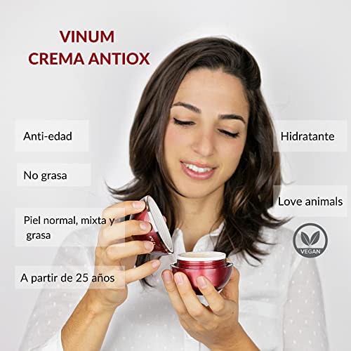 Kosei - VM Vinum - Crema Tratamiento Antiedad Antioxidante - 50 ml - Para todo Tipo de Pieles - Actúa contra los Radicales Libres y Agentes Externos - No contiene Grasas - Sin Colorantes - Vegano