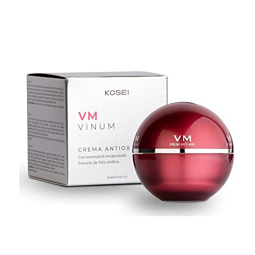 Kosei - VM Vinum - Crema Tratamiento Antiedad Antioxidante - 50 ml - Para todo Tipo de Pieles - Actúa contra los Radicales Libres y Agentes Externos - No contiene Grasas - Sin Colorantes - Vegano