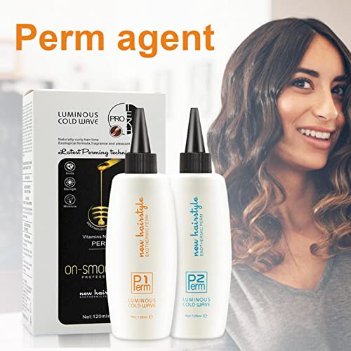 Ksruee Solución Permanente para el Cabello, Kit de Permanente para Mujeres, sin Fragancia, Suave e inofensivo, Kit de Permanente para el hogar para peluquería, Kit de Peinado para Hombres, Mujeres