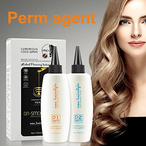 Ksruee Solución Permanente para el Cabello, Kit de Permanente para Mujeres, sin Fragancia, Suave e inofensivo, Kit de Permanente para el hogar para peluquería, Kit de Peinado para Hombres, Mujeres