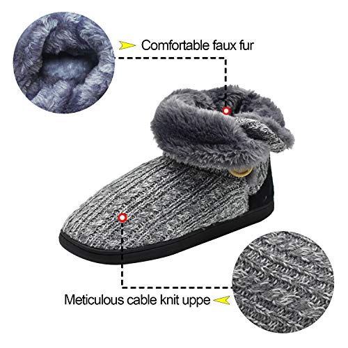 KuaiLu Zapatillas de Casa para Mujer Cálida Invierno Interior Forro de Vellón Pantuflas Cerradas Espuma de Memoria Cómodo Antideslizante Botines