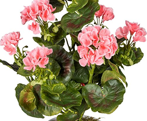 kunstpflanzen-discount.com - Geranio Artificial con Flores Rosas y Resistentes a los Rayos UV (40 cm)