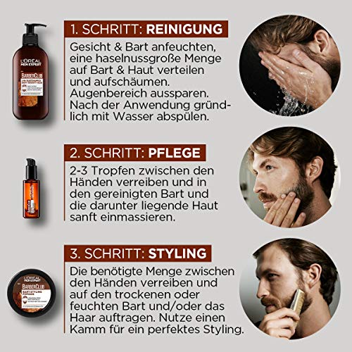 L 'Oréal Men expert Barba Cuidado Juego Barber Club waschgel, bartöl, pomade y gratis Barba peine