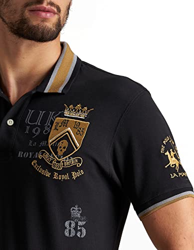 La Martina - Polo de algodón Corte Slim, Negro, Man, S