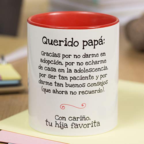 La mente es Maravillosa - Taza con Frase y Dibujo Divertido (Querido papá, Gracias por no darme en adopción.) Regalo Original para PAPÁ